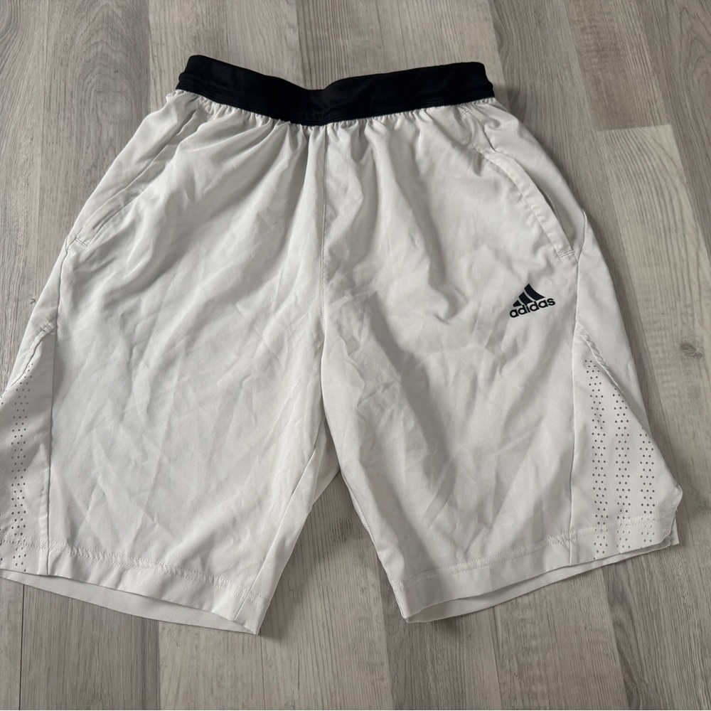 Adidas Men's White and Black Athletic Shorts